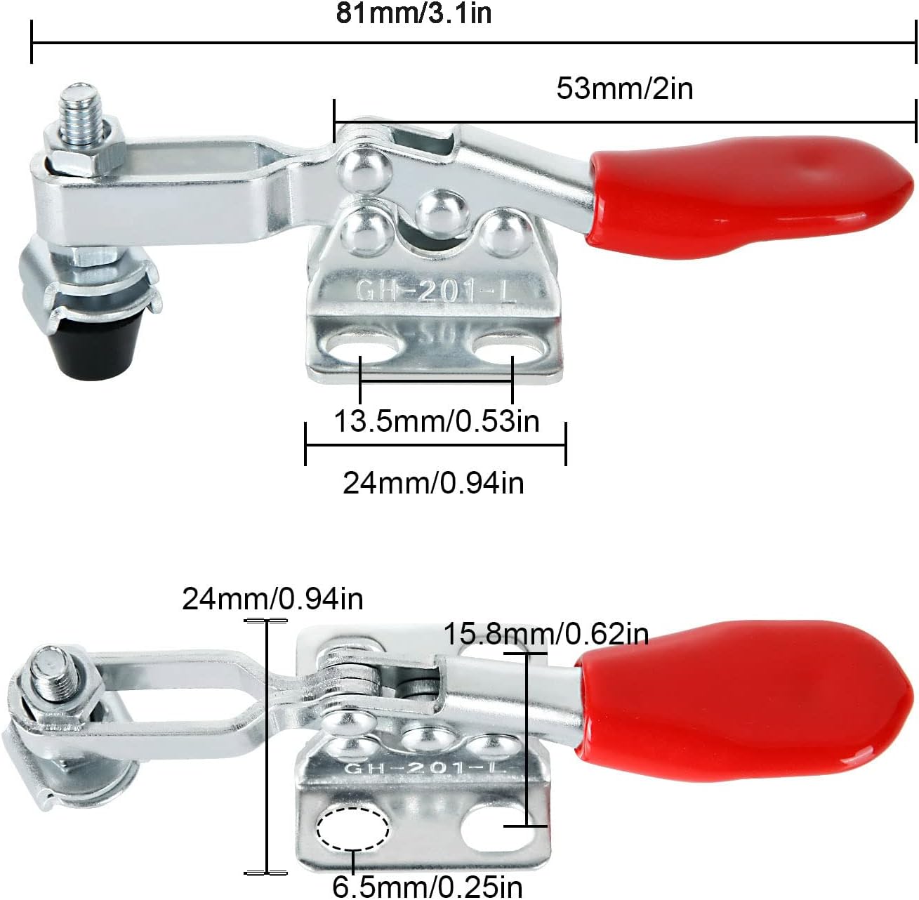 Acrux7 16 Pack Toggle Clamp, Small Toggle Clamps 60lb Holding Capacity 201-L Horizontal Adjustable Toggle Clamp Quick Release Hold Down Clamps for Woodworking, Smoker, Doors, Cabinets, Tool Boxes
