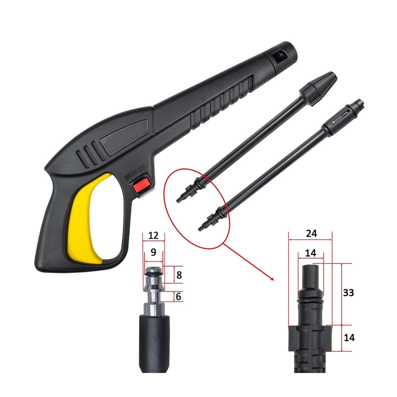 Ugello Lancia Idropulitrice Compatibile Con Lavor(Gun and 2 Lances) | Getto Potente Installazione Rapida Struttura Resistente Pulizia Efficace