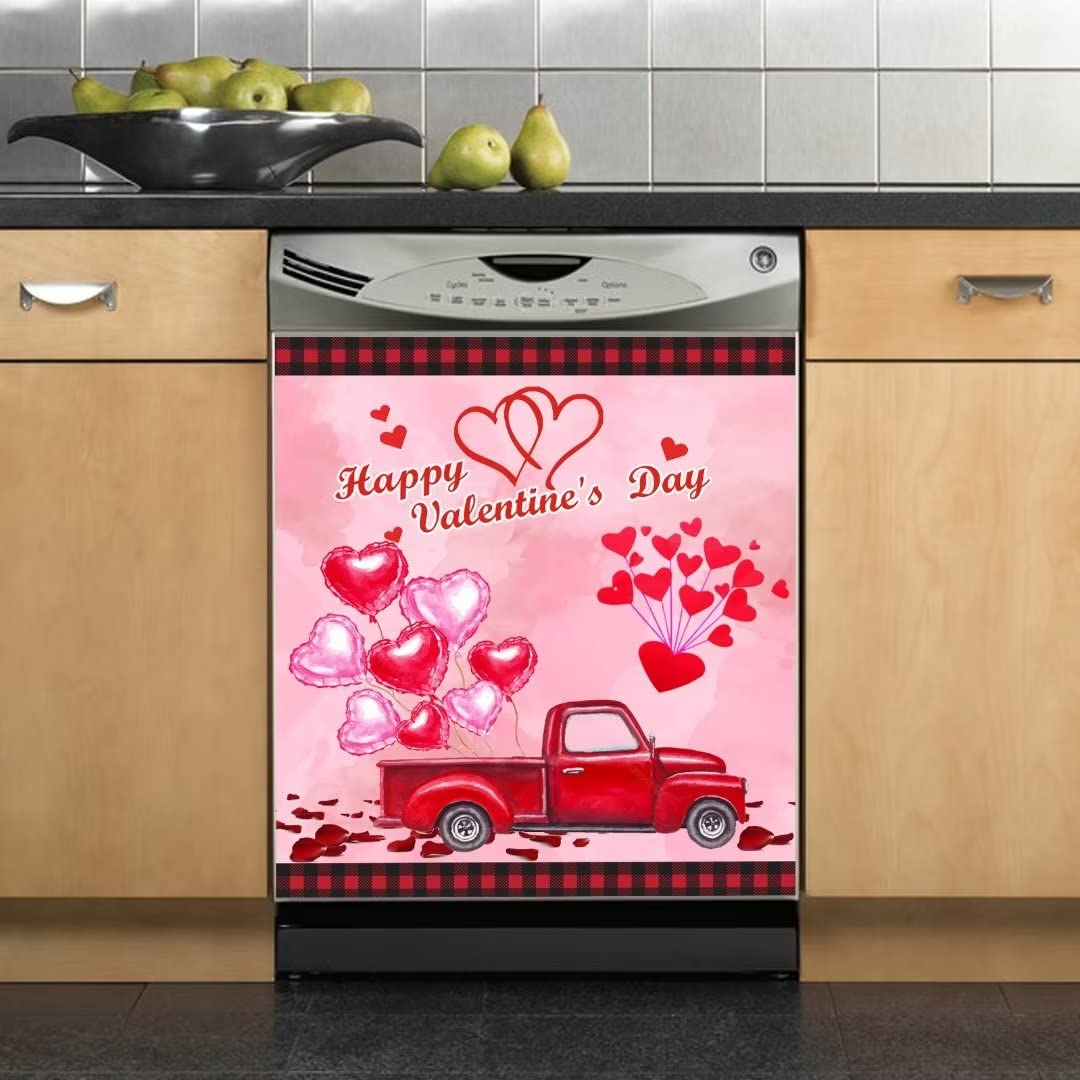 Valentine's Red Hearts Dishwasher Magnet Cover - 23x26 Inch Decorative Magnetic Panel For Kitchen Appliances - View #10