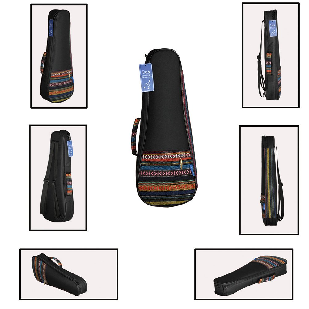 Btuty Ukulelentasche, 53,3 cm, Sopran-Ukulelen-Rucksack, ethnischer Stil, strapazierfähige Baumwolle, dicke Polsterung mit verstellbarem Schultergurt