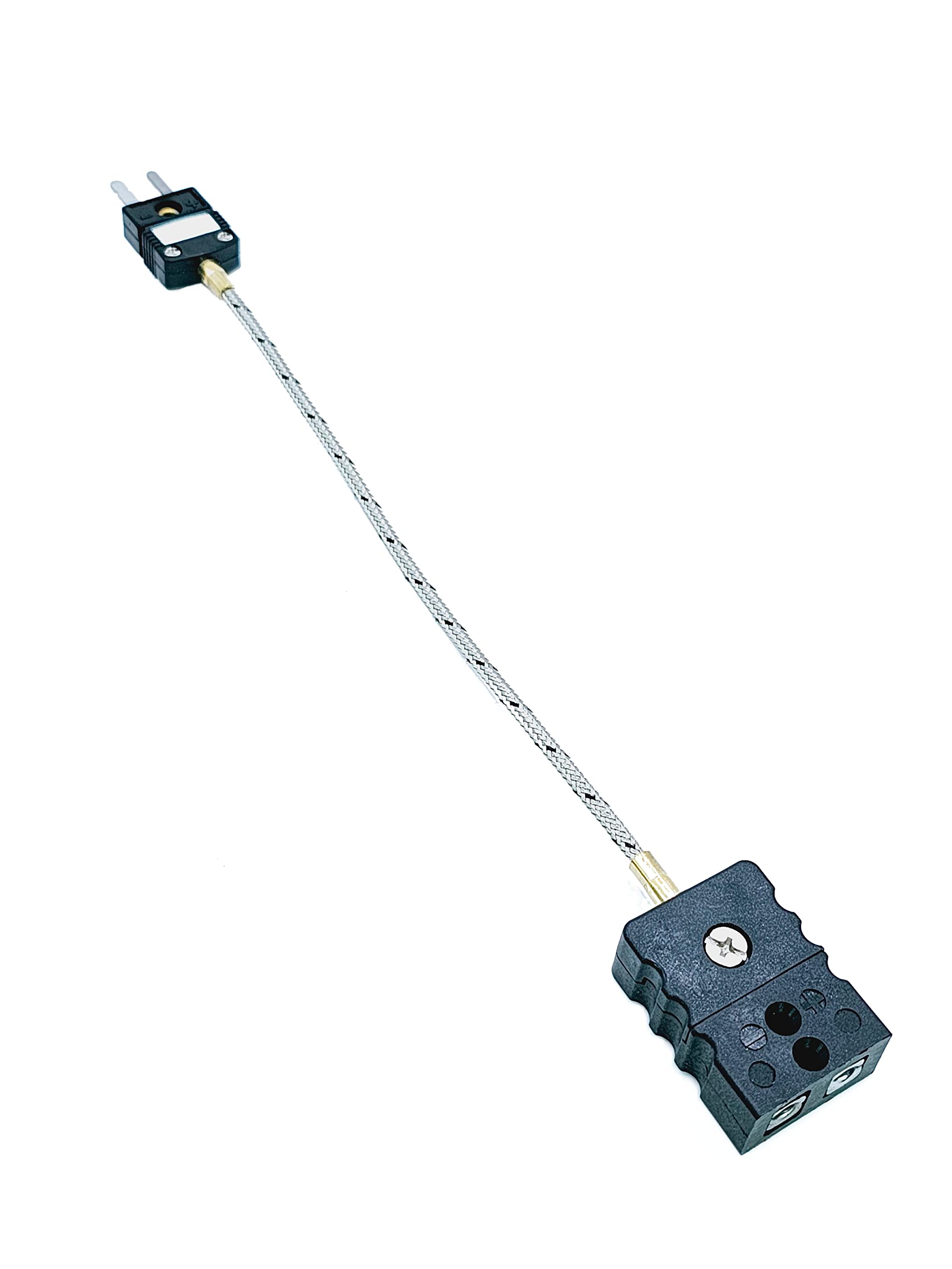 Thermocouple Extension Cable, Type J, Stainless Steel Armored Cable Over Fiberglass, Standard Female to Mini Male