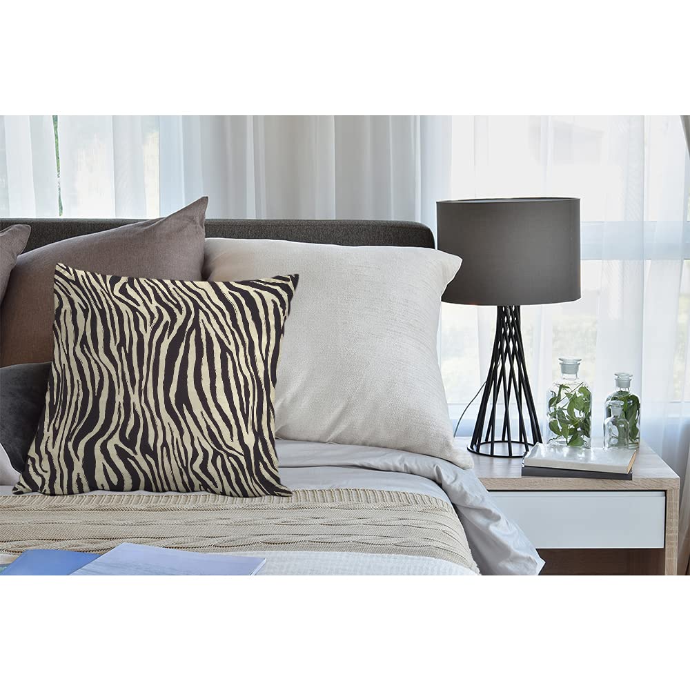 Housse De Coussin Avec Imprimé Animal - Brun Foncé/motif Zébré - Home