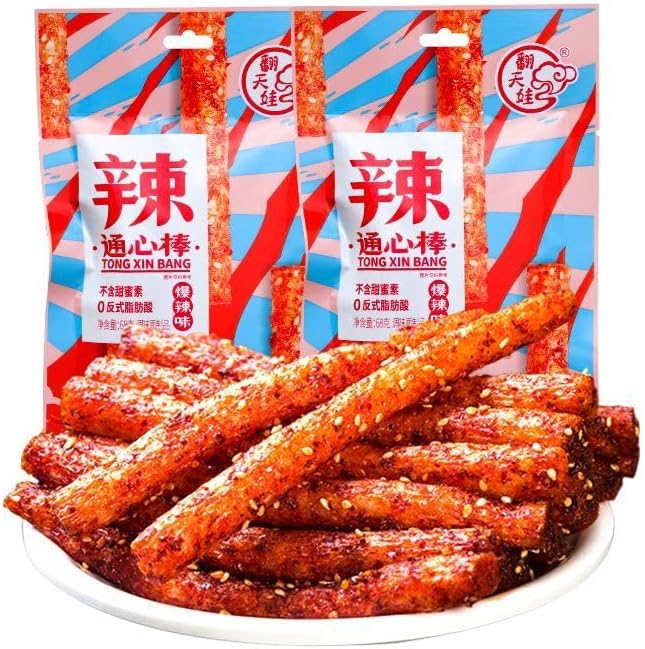 Latiao Spicy Strips Nostalgia Spicy Small Gluten, Instant Classic hot&Spicy Flavor Chinese Special Snack Food, Ready to eat Delicious Snack, Vegan, 68g/2.39 Ounces per Pack (super Spicy,3Pack)