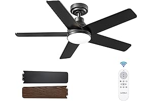 Addlon Ceiling Fan with Lights, Silent 42 Inch Black Ceiling Fan with Remote Control