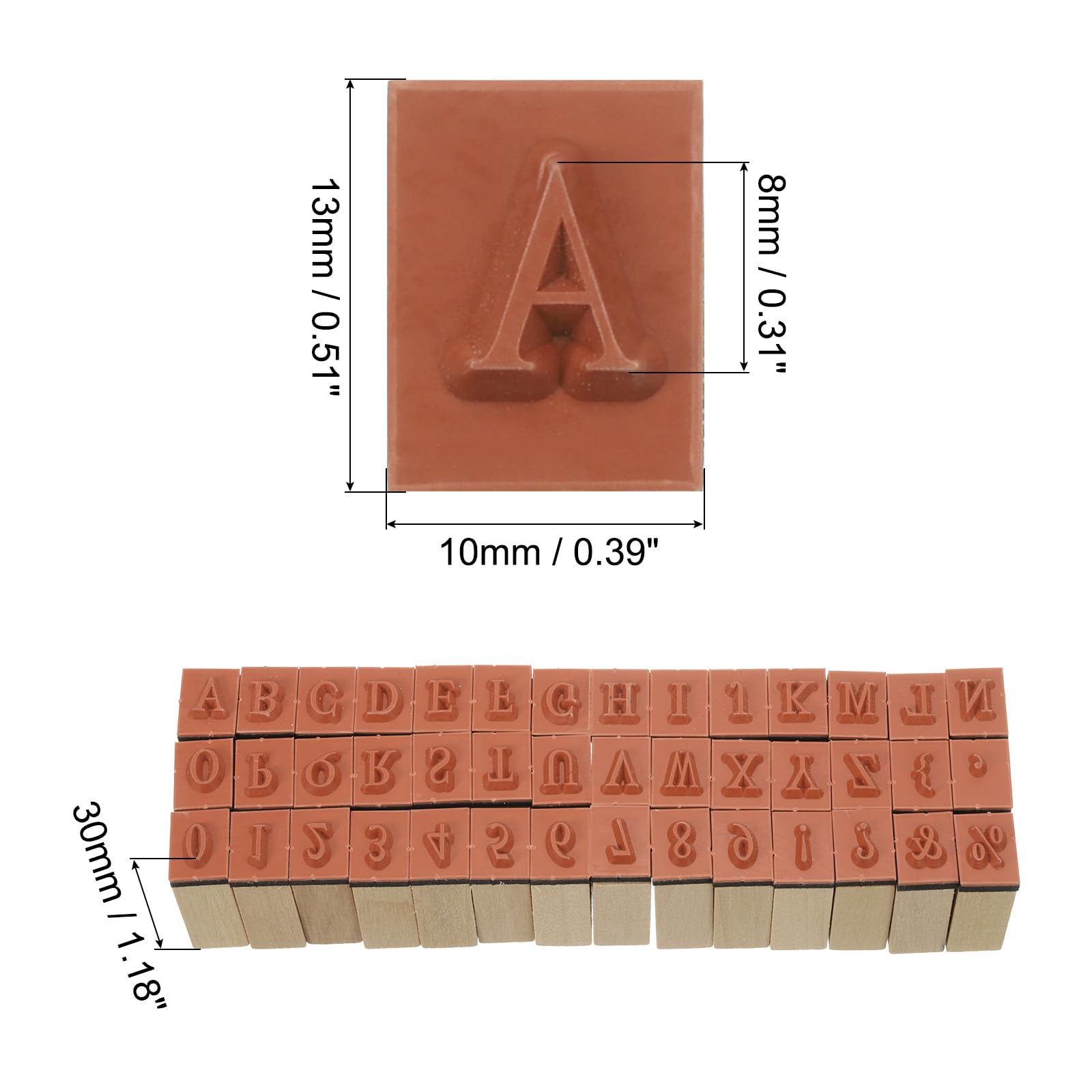 PATIKIL Rubber Stamps Letter Number, 42Pcs Wood Alphabet Stamp Wooden Rubber Stamp with Vintage Box Gift for DIY Craft Card Making - Image 2
