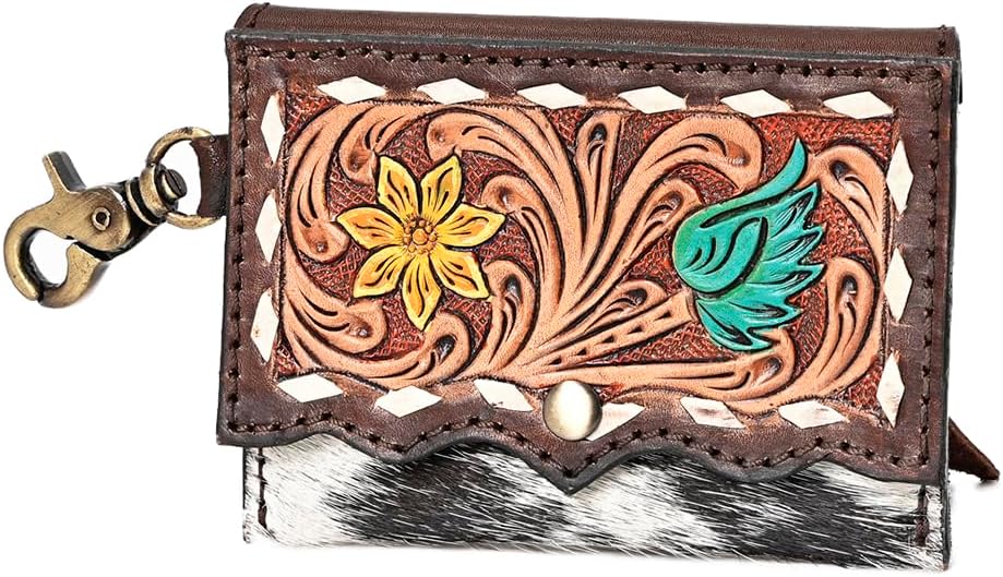 American Darling Coin Purse Hand Tooled Hair On Genuine...