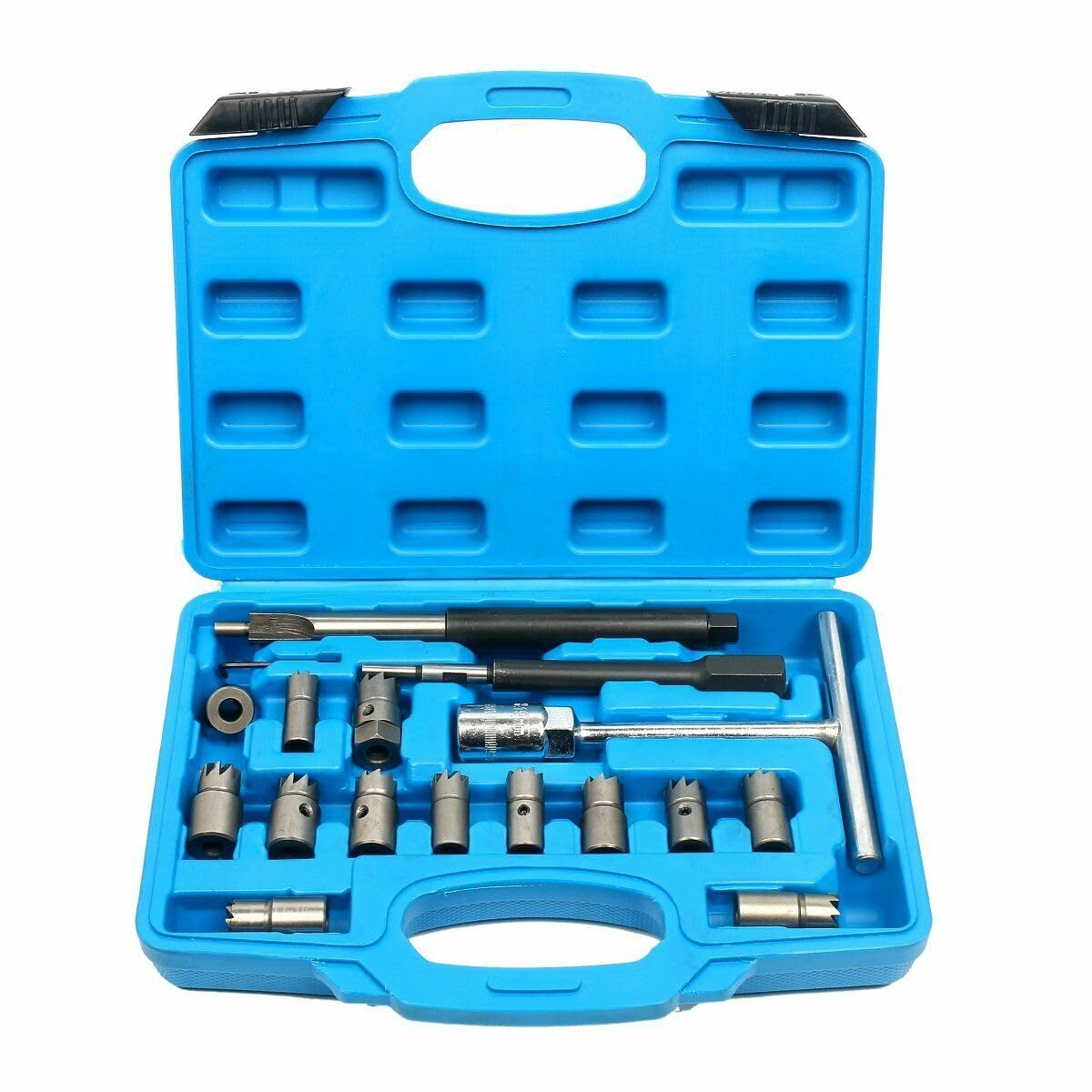 Kit 17 Piezas Escariador Asiento Inyector Diesel Cortador Universal Fresas Planas Angulares Acero Professional