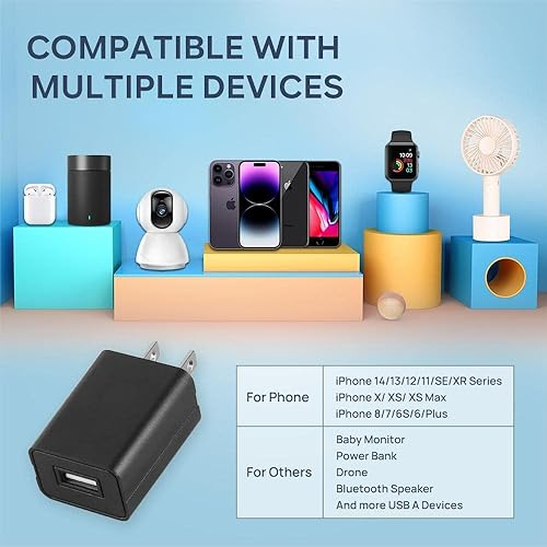 Miniatura 3 de YOTFUEL Cargador de pared Cubo 5V1A Fuente de alimentación USB Bloque de carga Universal Enchufe de pared Ladrillo Portátil de viaje Cargador rápido