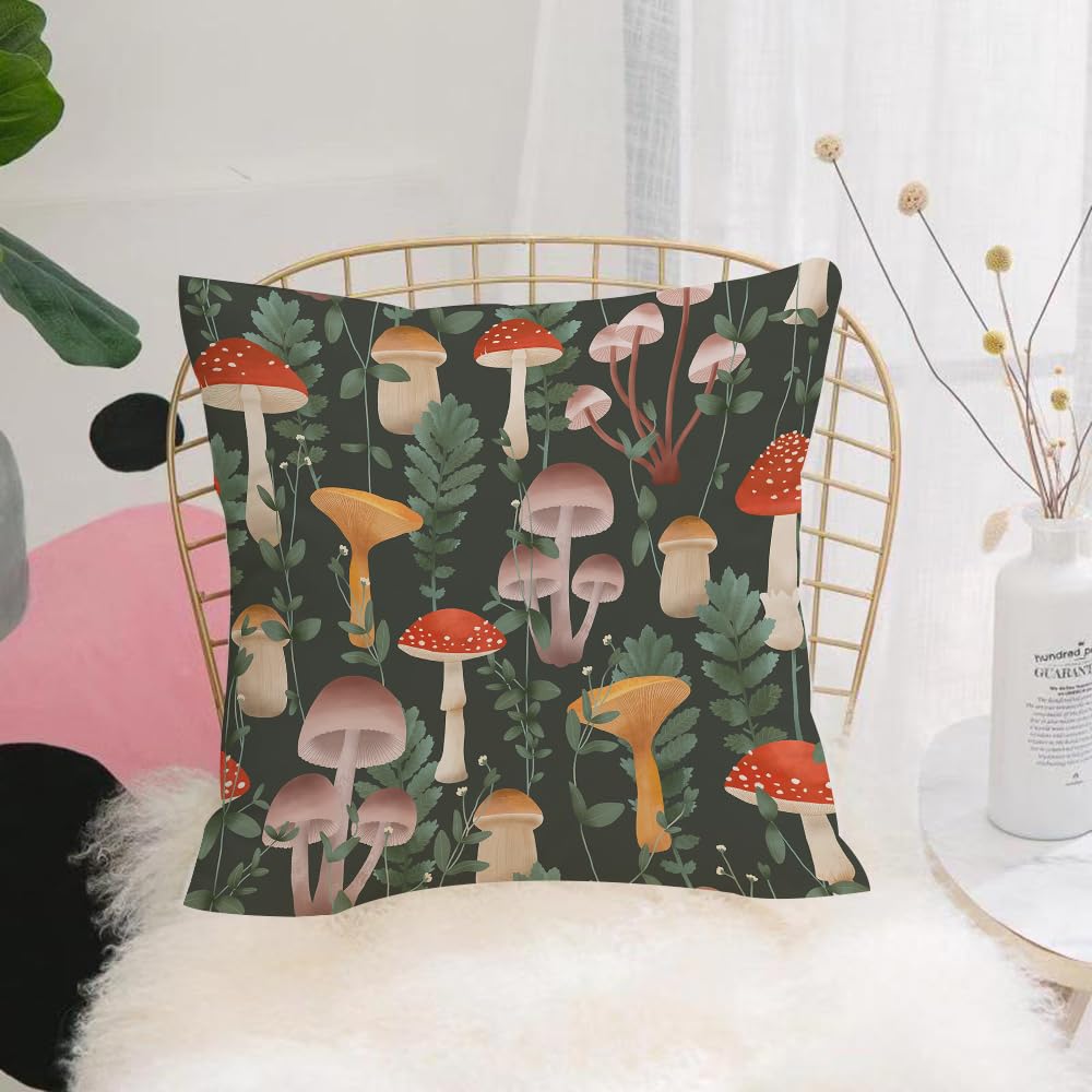 Hyosxw Mushrooms, Forest, Wild, Edible Mushrooms - A6 Cushion Cover,Throw Pillow Case Home Decorative For Living Room Bedroom Sofa Chair 18X18 Inch,Mushrooms, Forest, Wild, Edible Mushrooms,Pillowcase 45X45cm