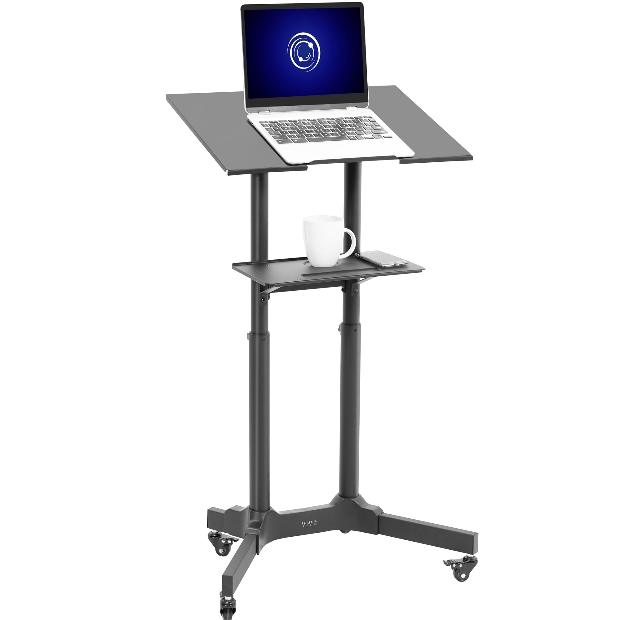 VIVO CART-V03E 24" x 15.98" Steel Rolling Laptop Podium - Black