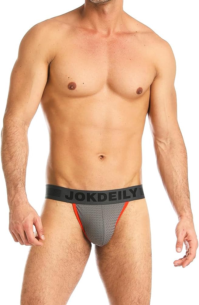 Mens Jockstrap Underwear Athletic Supporters 4-Pack Mesh Breathable Active Thongs For Men - Image 5