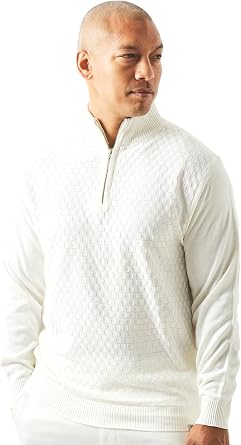STACY ADAMS Men's Quarter Zipped Pullover Winter Sweater