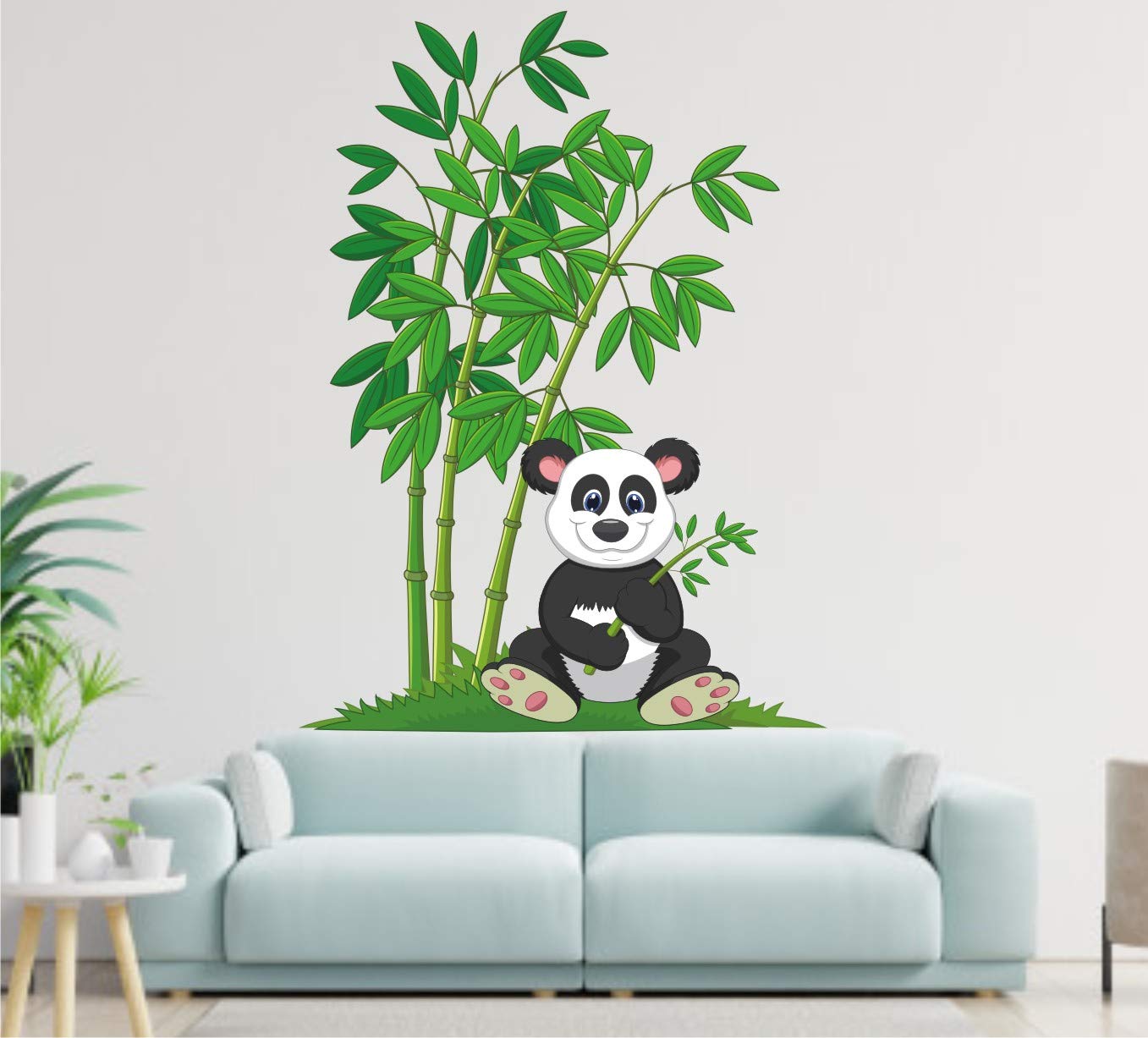 Panda Baby on Bamboo Tree Wall Sticker for Bedroom (PVC Vinyl Size -55cm x 40cm)