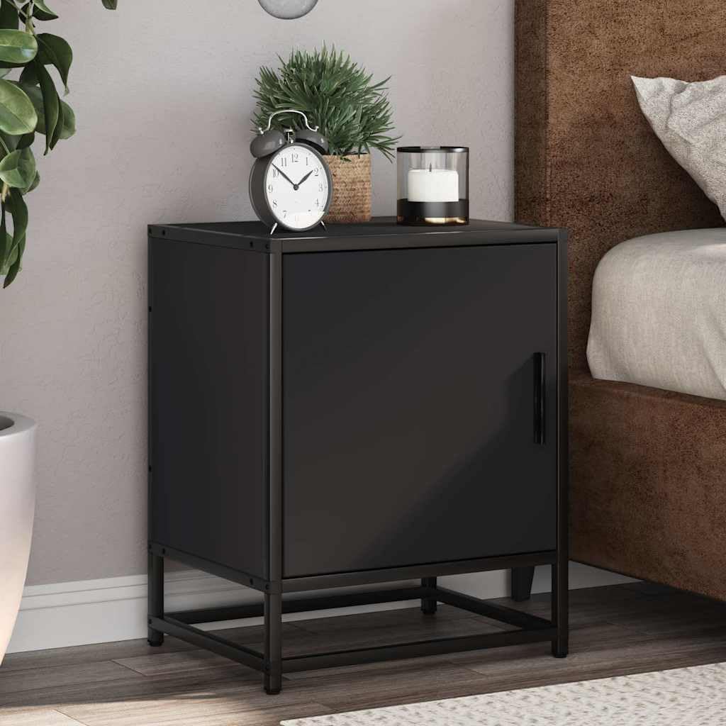 Table de chevet noire lot de 2 en bois et métal table d'appoint de chambre 40x31x50 cm
