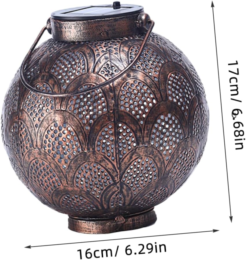 Gadpiparty 2pcs Decorative Solar Lanterns Hollow Garden Lights for Outdoor Patio Hanging Solar Lanterns for Landscape and Pathway Rustic Style Antique Bronze