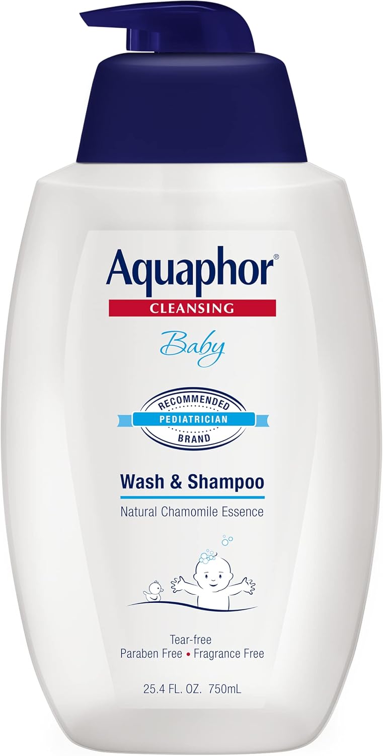 Aquaphor Baby Wash and Shampoo, Unscented Baby Shampoo and Wash, 25.4
