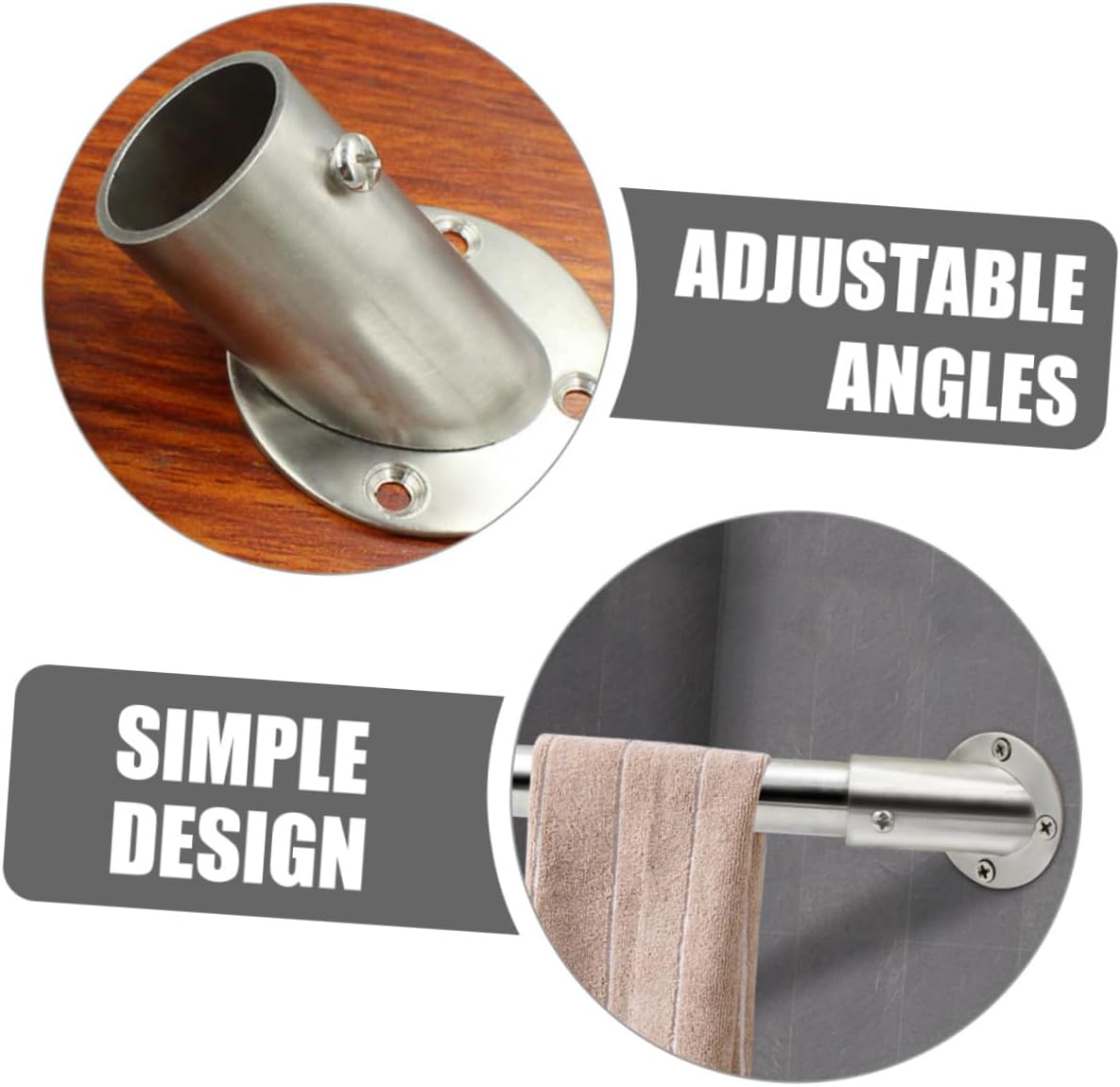 10pcs Design Closet Rod Brackets Pole Socket Flange for Wall Hanging Clothes Pole Shower Rod Holder