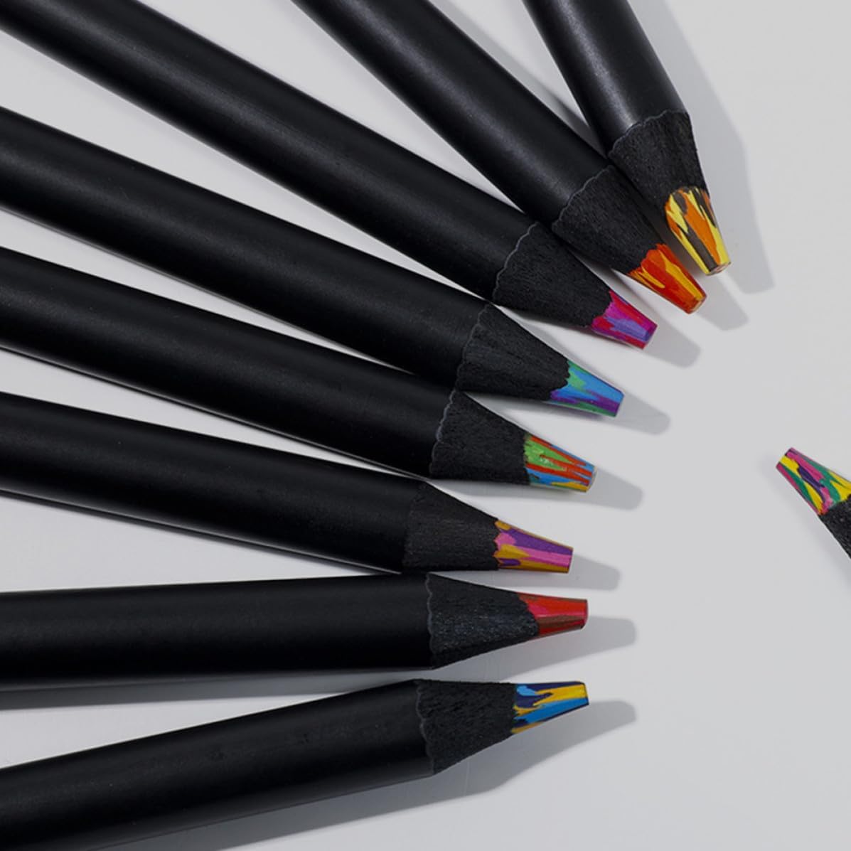 12pcs Wooden Colored Pencils 12 Colors Black Barrel Rainbow Painting Pencils for Daily Painting Use and Draft with Convenient Thick Shaft Design for Teenagers and Students image 5