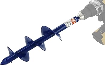 TIVOLY - Drill Auger Drill Bit - Ø100mm & L400mm - Stainless Steel - Hexagonal Shank Ø8mm - Garden Drill Bit - Quick and Easy Ground Drilling - For Planting Flowers and Shrubs