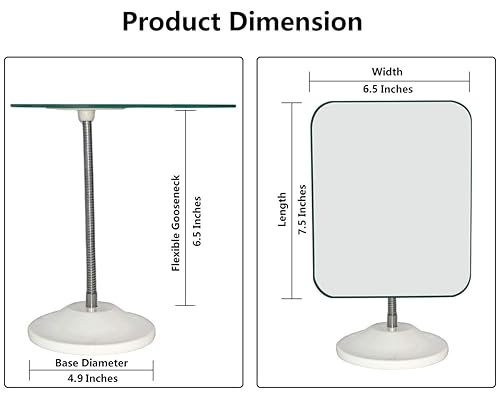 Miniatura 9 de YEAKE Espejo de maquillaje de cuello de cisne flexible ajustable rotación de 360 espejo de tocador de escritorio portátil con soporte espejo de