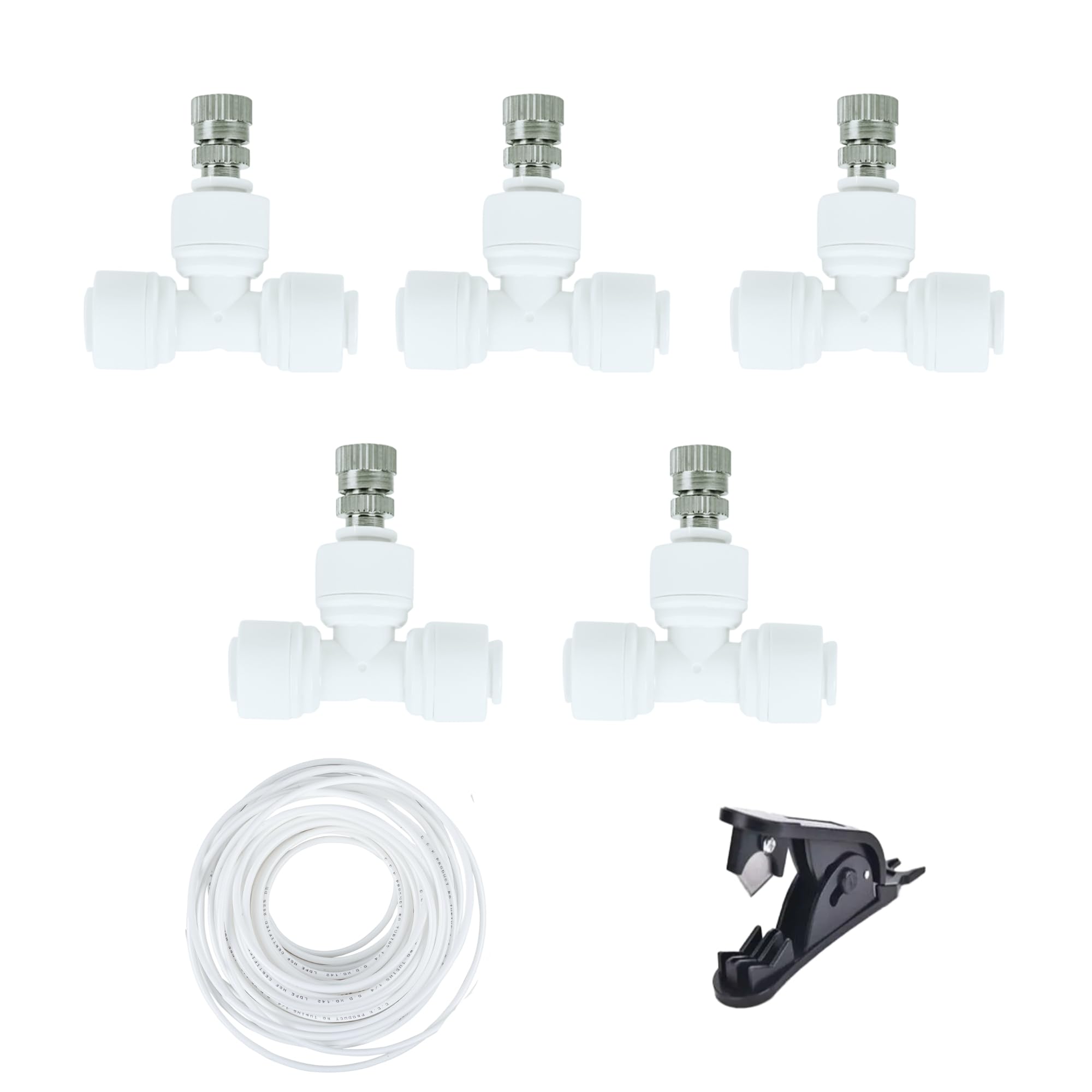 skyblue Misting Nozzle 0.3mm Orifice with Tee Connector, 10Mtr Pipe, Pipe Cutter, 6mm (1/4") | Fogger Sprayer for Dairy Farming, Animal Husbandry | High Pressure Mist & Water Systems (Pack of 5)-image-10