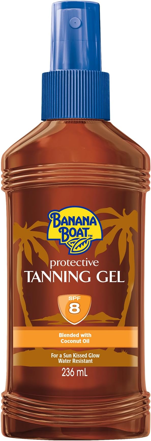 Protective Tanning Gel SPF 8, Coconut Oil Formula with Carrot & Banana Extracts for Silky Soft Skin, Water & Sweat Resistant Deep Long Lasting Sun Kissed Glow, 236 ml