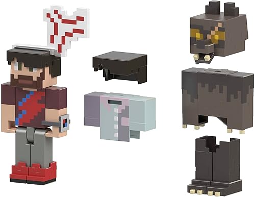 Mattel Minecraft Creator Series - Juego de figuras de acción y accesorios, paquete de expansión Camp Enderwood con Rougarou y vena de ira en escala