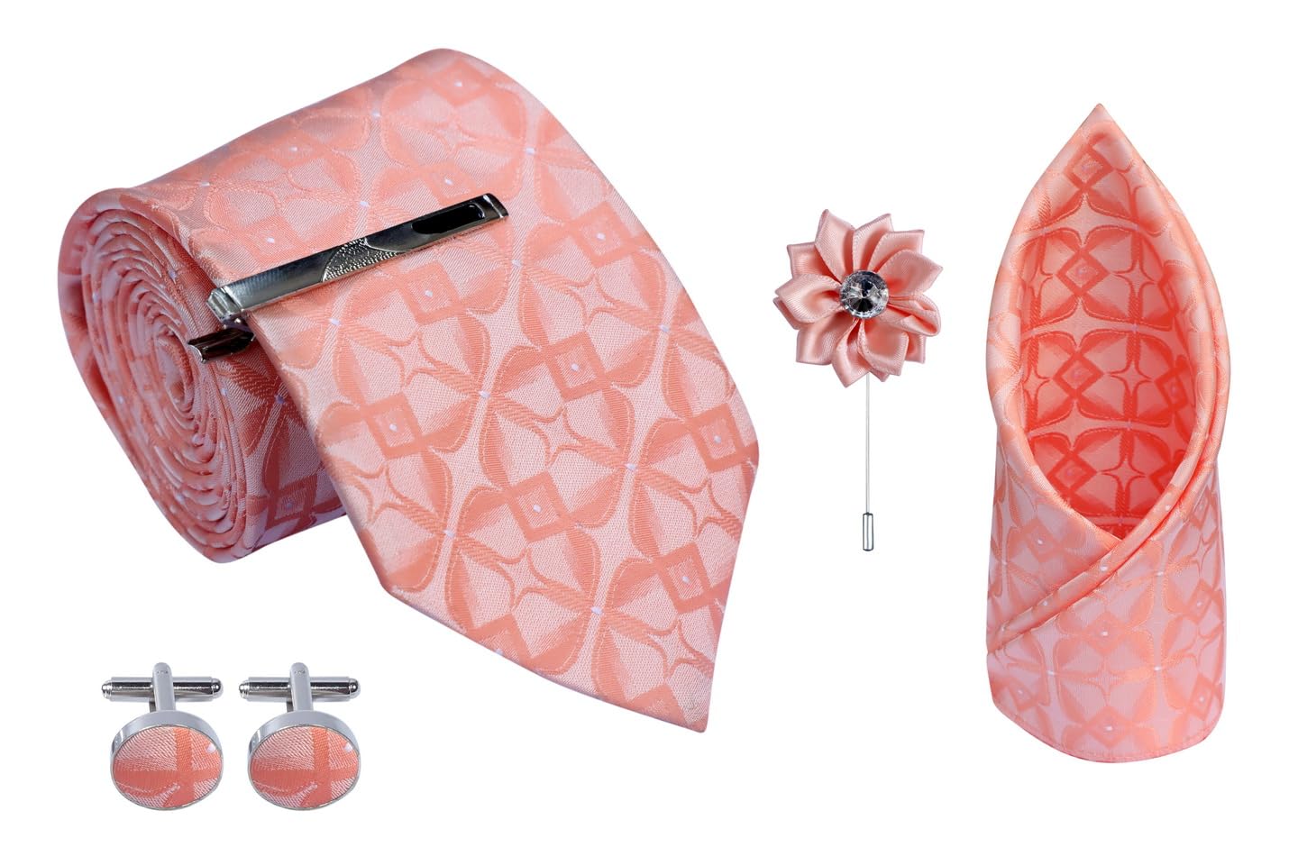 Men’s Silk Microfiber Necktie Gift Set – 5-Piece Formal Accessory Combo