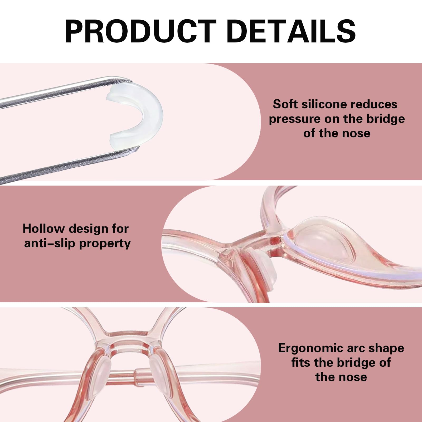 30 Pares Almohadillas de Nariz para Lentes de Silicona, Antideslizantes, con Airbag, Almohadillas Adhesivas, para Anteojos y Gafas de Sol (Transparente)