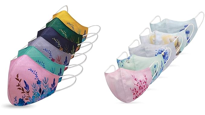 SIXSIGMA (Pack of 11) Cotton Basic Reusable Cloth Face Mask Adult , Women ,Men Pack of 11, Soft Washable 100% Cotton Unisex Face Cover (multi colour)