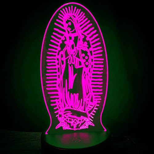Miniatura 2 de Luz nocturna 3D Virgen María con interruptor táctil LED, lámpara de ilusión óptica, 7 luces que cambian de color, lámpara de mesa LED, Navidad,
