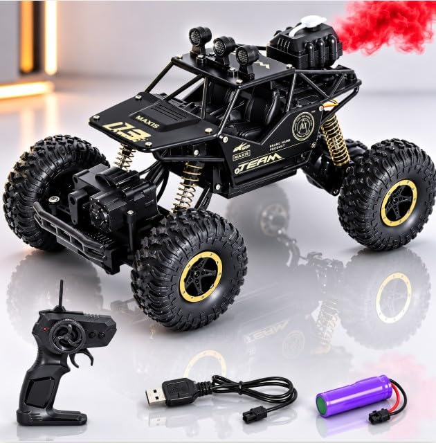 4WD Rock Crawler RC Car with LED Lights, Rechargeable Battery, High-Traction Off-Road Tires, Remote Control Monster Truck for Kids Boys Girls 8+ Years-image-17