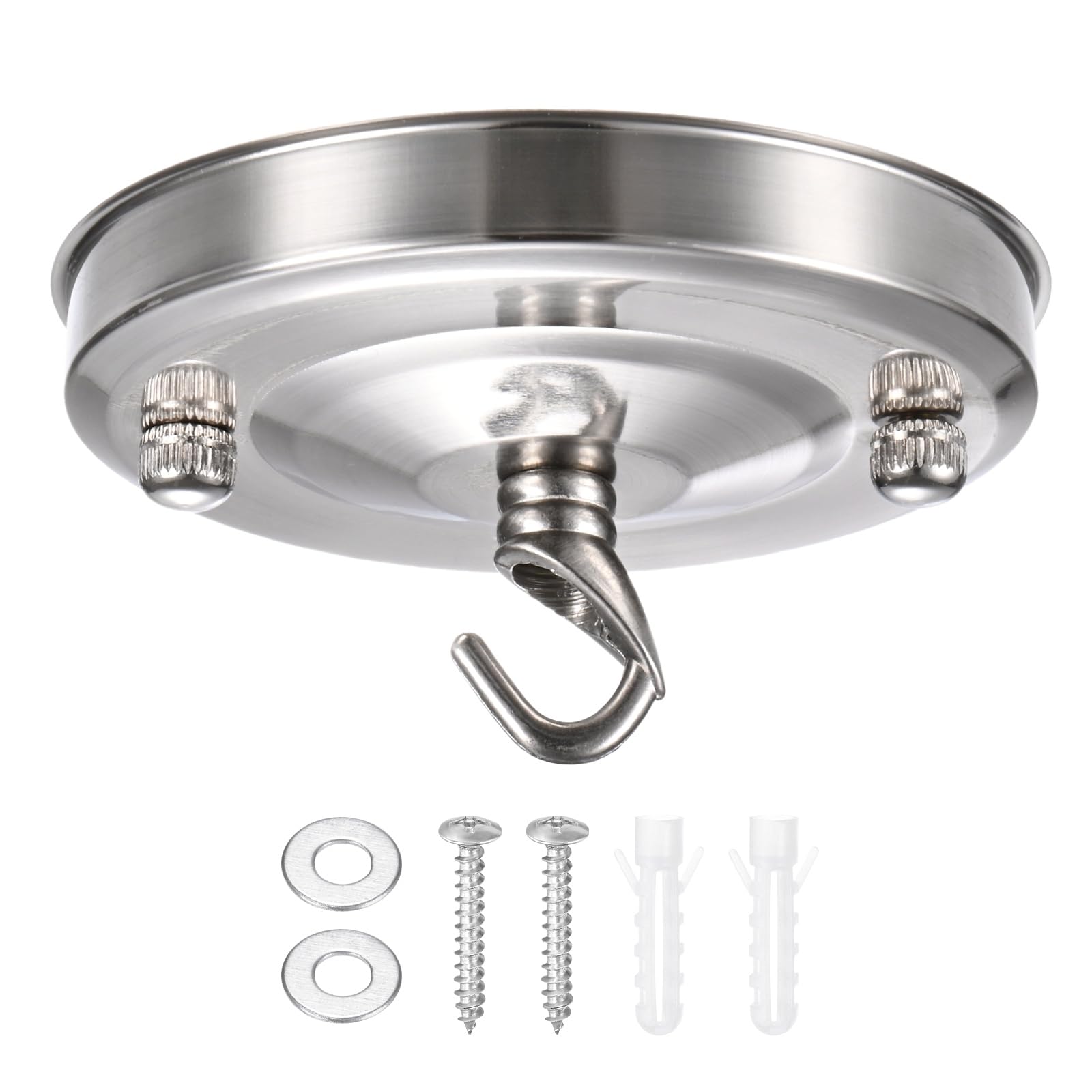 M METERXITY 1-Pack Light Canopy Kit, 4.3" Replacement Cover Plate for Chandelier Fixture/Pendant Light/ Swag Light, Ceiling Hooks Cover Plate [Nickel Silver]