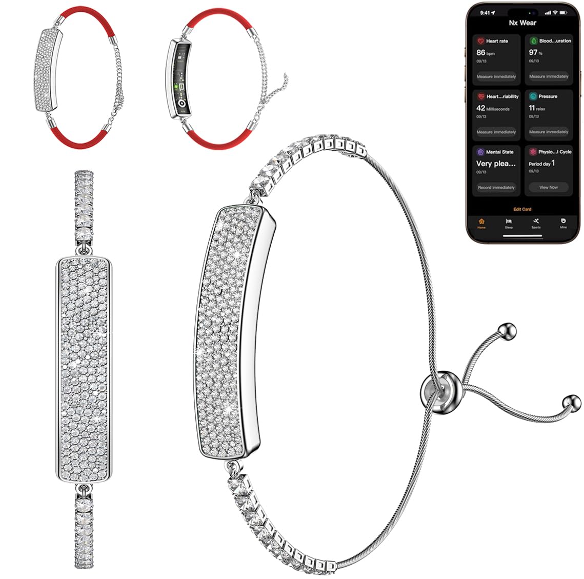 smart bracelet fitness tracker with 24/7 health monitoring 5atm waterproof,blood oxygen, heart rate, hrv,sleep monitor – slim design long battery life for women free app android & ios silver