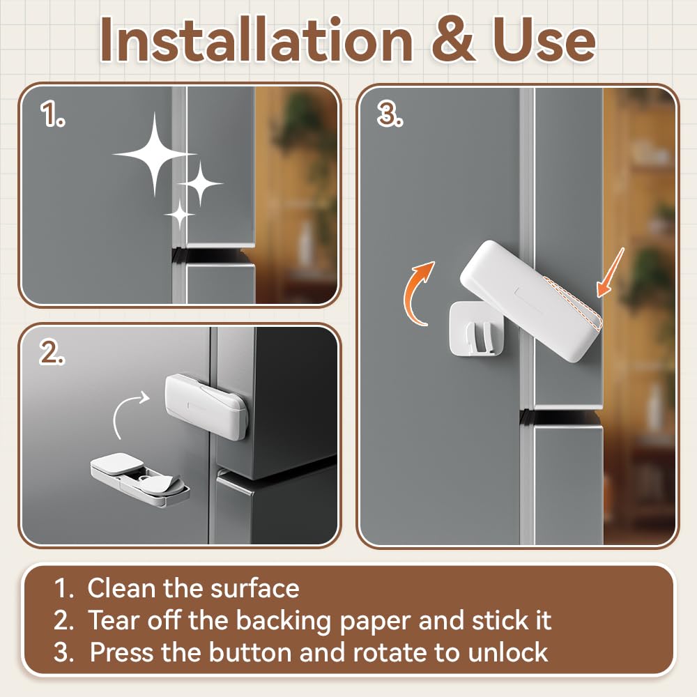 SAFELON 6 PCS Baby Safety Fridge Locks, Childproof Cabinet Locks - Image 4