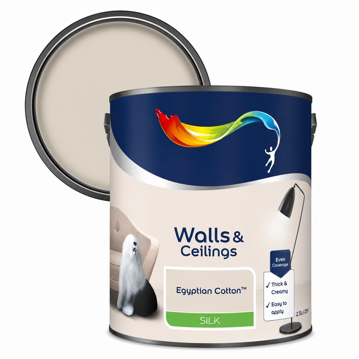 AXpower Inspirational Technology Empowering People Walls & Ceilings Silk Emulsion Paint Egyptian-Cotton 2.5L | Smooth Mid Sheen Interior Wall Paint | Rich Finish with Excellent Coverage