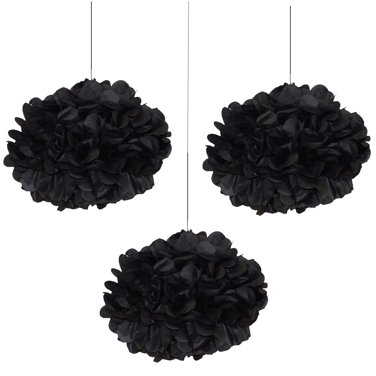 AKH® Halloween Hanging Pom Poms |Pack of 3 | Honeycomb Balls | Black Paper Pom Poms Flower |Halloween Hanging Decorations | for Halloween Party Decoration | Halloween Theme Paper Pumpkin Decoration