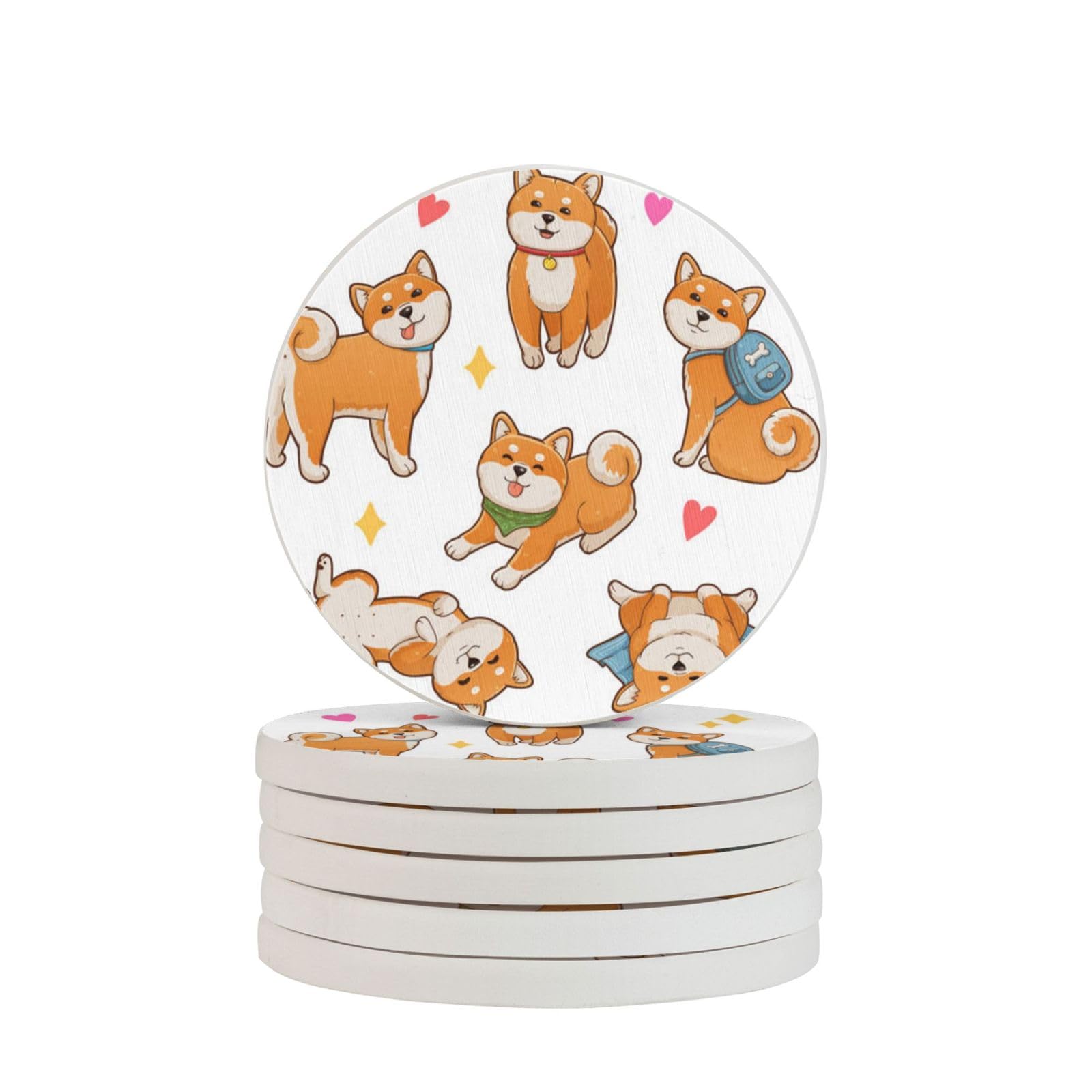Uroczy pies Shiba Inu z nadrukiem diatomitu podstawka pod kubek okrągłe podstawki do dekoracji domu