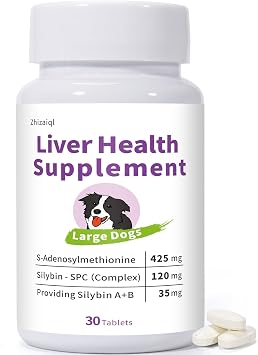 Liver Support for Large Dogs, with 425 mg S-Adenosylmethionine Same & Silybin A+B, Advanced Liver Supplement with High-Absorption Silybin-SPC, 30 Tablets