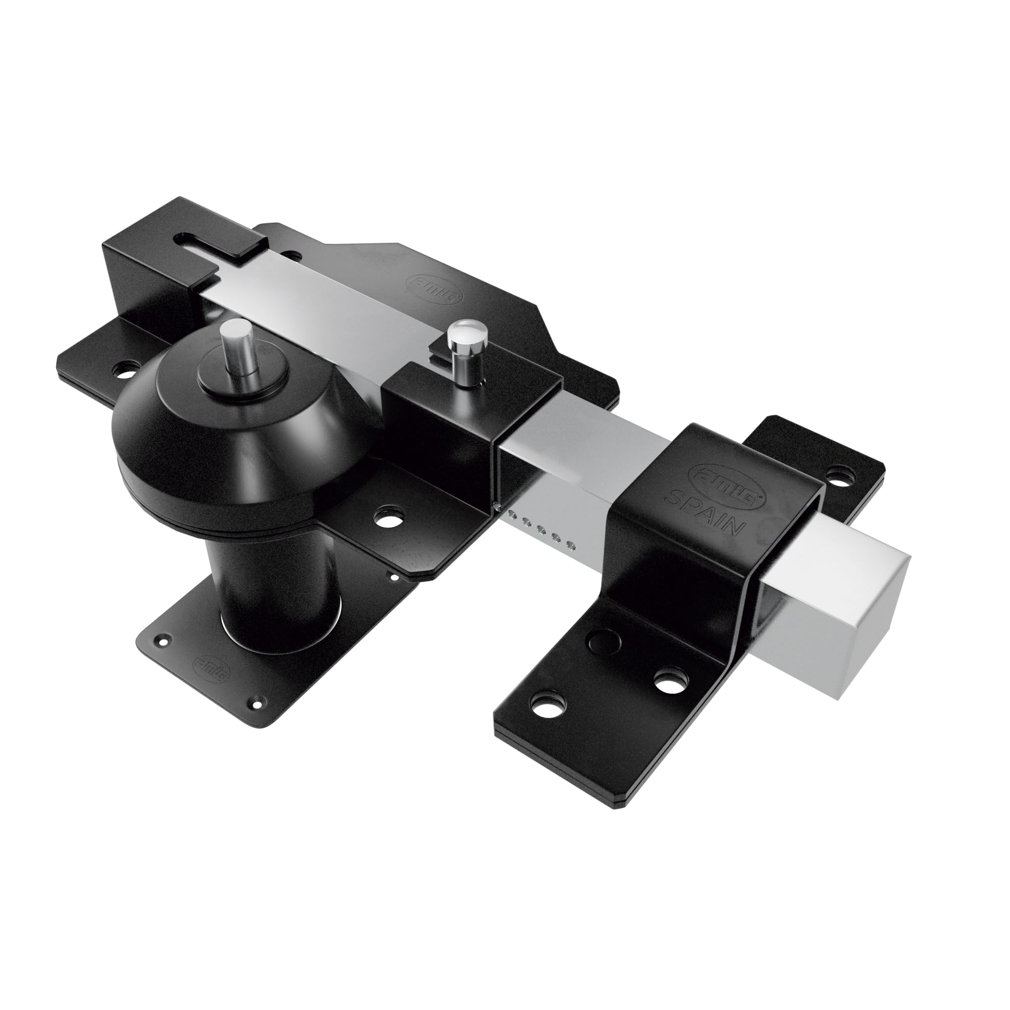 Amig - Cerrojo de Sobreponer de Alta Seguridad para Puertas - Longitud del cilindro: 50 mm de Largo - Medida de Placa: 90 x 154 mm - Sistema Antibumping - Acero - Negro - Incluye Tornillería
