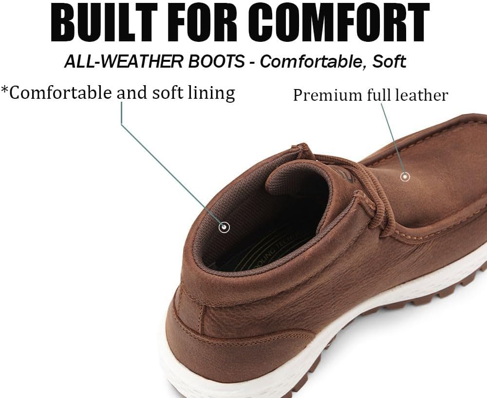 SUREWAY Men's Chukka Boots,Fashion and Comfort Driving Shoes,Lightweight Durability Leather Moc Toe Work Boots - Image 6