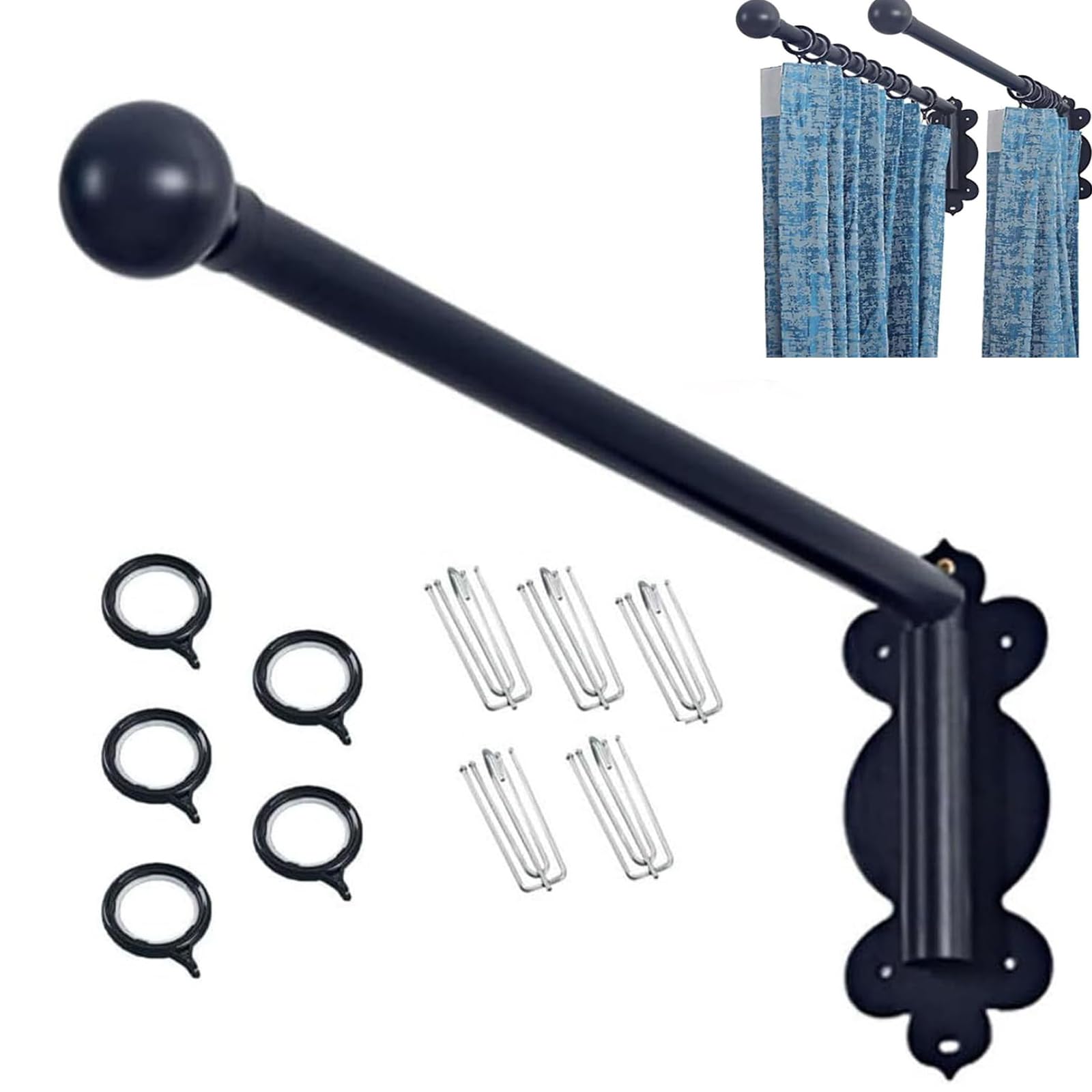 LYSDIANPU 180°swing Arm Curtain Rod, Curtain Display Stand, Adjustable Curtain Rod, Door Curtain Rail Swing Arm, Curtain Rod Door, Matte Curtain Rods For Display And Home Use 50cm