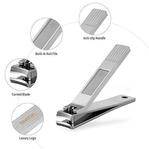 Miniatura 4 de HAWATOUR Juego de manicura y pedicura, resistente aleación de zinc de acero inoxidable, cortaúñas de uñas de los pies, lima de uñas con estuche de