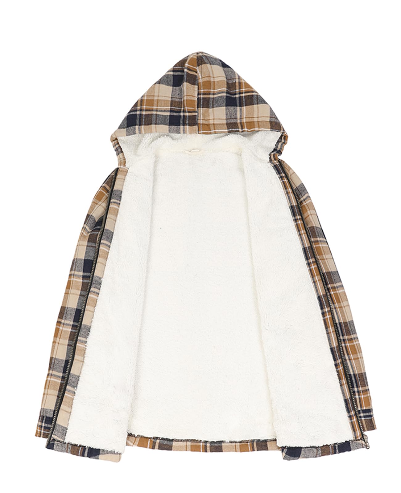 ZENTHACE Giacca invernale da donna in flanella foderata in sherpa con zip intera, con cappuccio e tasche laterali