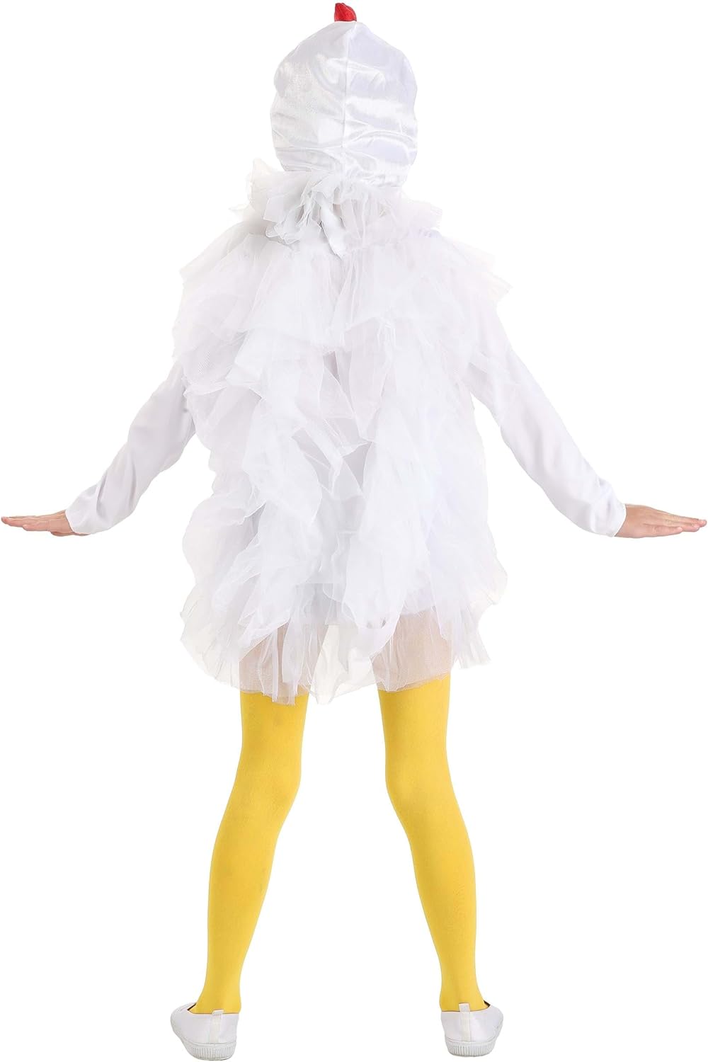 Fun Costumes Kids White Chicken Costume with Dress & Hood - Soft Fabric, Long Sleeves, Velour Hood with Detailed Beak & Eyes - Image 3