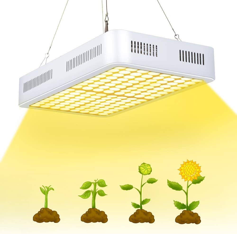 800W CXhome Plant Grow Light Full Spectrum with 60 ° Reflector Dual-Chip LED Growing Lamp with ON/Off Switch Daisy Chain for Hydroponic Veg and Flower (256 LEDs)