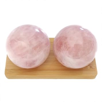 Top Chi Rose Quartz Baoding Balls for Hand Therapy, Exercise, and Stress Relief Medium 1.6 Inch