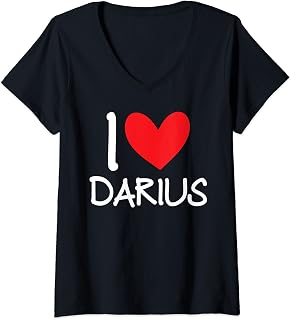 Womens I Love Darius Name Personalized Men Guy BFF Friend Heart V-Neck T-Shirt