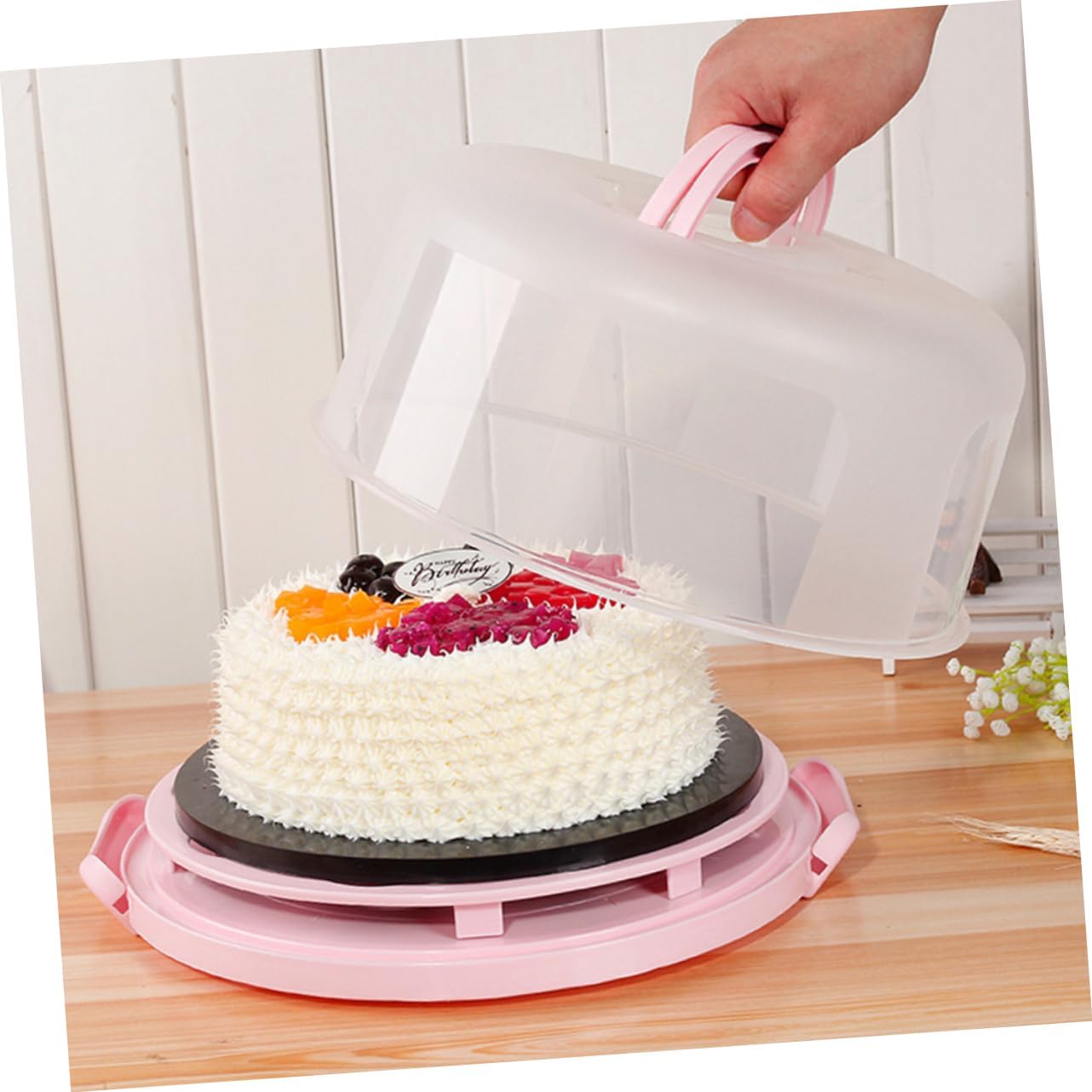 Zerodeko Portable Cake Carrier Lid Reusable Cake Box for Birthday Picnic and Outdoor Events Lightweight Dessert Container and Baked Goods