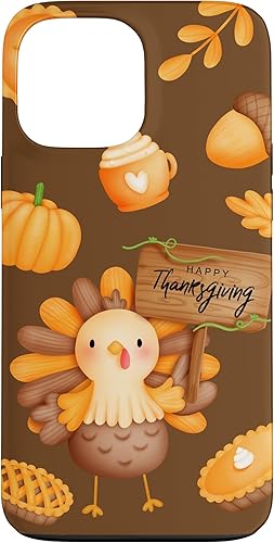 iPhone 13 Pro Max Happy Thanksgiving Turkey - Funda de calabaza y pastel